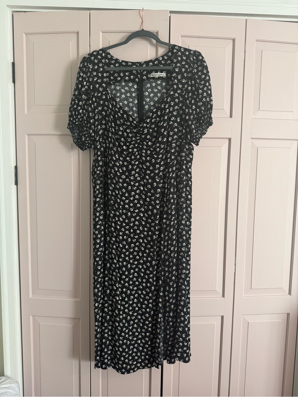 Reformation Black Floral Midi Dress